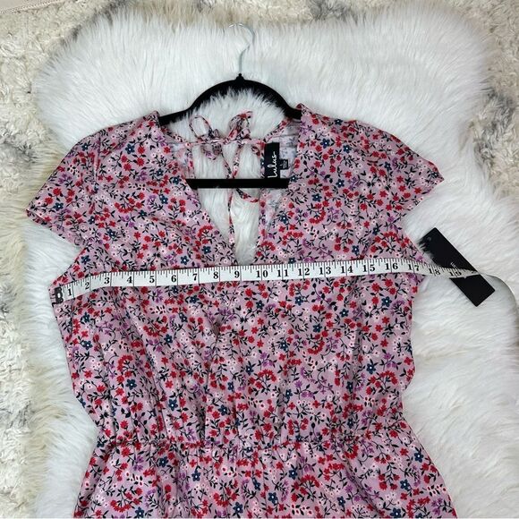 Lulu's Pink and Red Floral romper - Picture 8 of 12